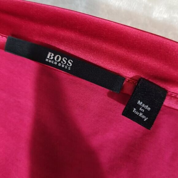 Boss Hugo Boss Pink 3/4 Sleeve Tee with Silk Collar -‎ Size Medium - Picture 5 of 10